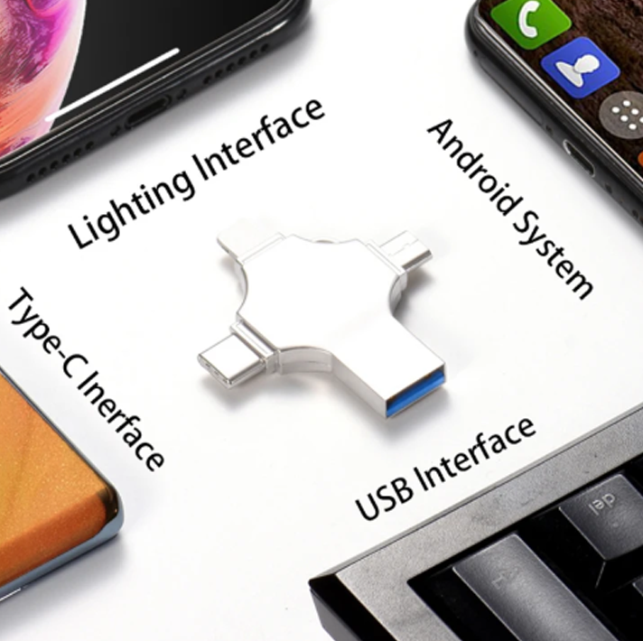 Mini Clé USB 4 en 1 - Transférez fichiers et Films Partout