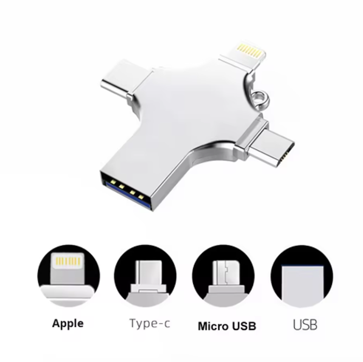 Mini Clé USB 4 en 1 - Transférez fichiers et Films Partout