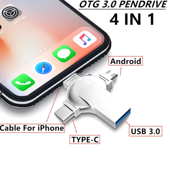 Mini Clé USB 4 en 1 - Transférez fichiers et Films Partout
