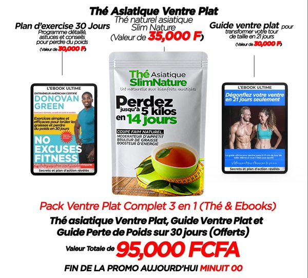 Thé Naturel Asiatique Ventre Plat + 2 Ebooks Offerts - Livraison Gratuite